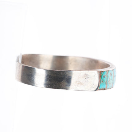 6.25" 1930's-40's Zuni sterling silver turquoise channel inlay cuff bracelet