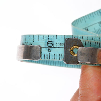 6.25" 1930's-40's Zuni sterling silver turquoise channel inlay cuff bracelet