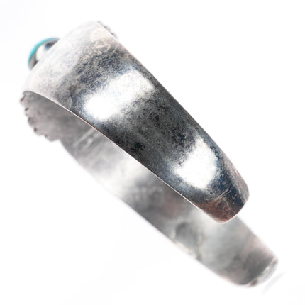 6.5" vintage Navajo sterling silver waterweb turquoise cuff bracelet