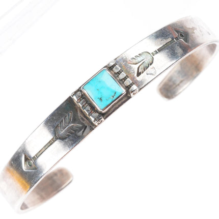 6.6" Jesse Robbins - Muscogee (Creek) Ingot coin silver-turquoise cuff bracelet