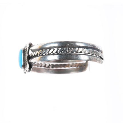 6.3" c1930 vintage Navajo Hubbell Glass carinated sterling silver cuff bracelet