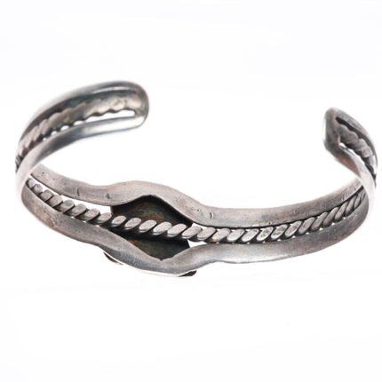 6.3" c1930 vintage Navajo Hubbell Glass carinated sterling silver cuff bracelet