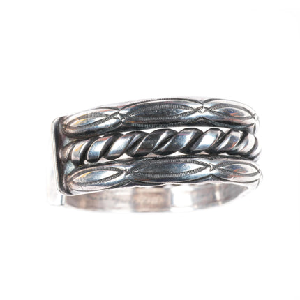 6.7" vintage Navajo intricately stamped twisted center wire cuff bracelet