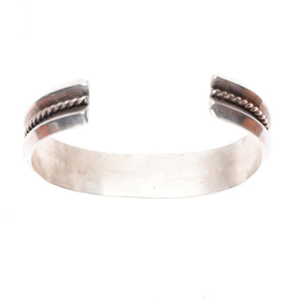 6.4" vintage Navajo carinated stamped sterling silver cuff bracelet twisted wire