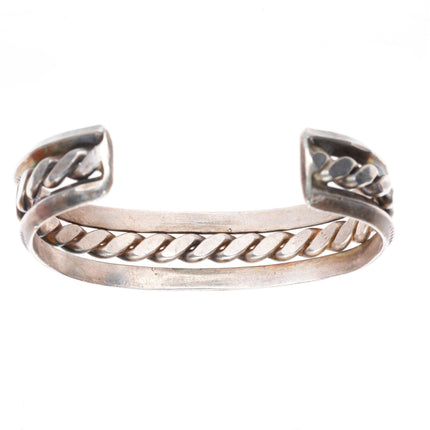 6" Vintage Navajo sterling silver stamped double carinated cuff bracelet