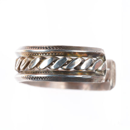 6" Vintage Navajo sterling silver stamped double carinated cuff bracelet