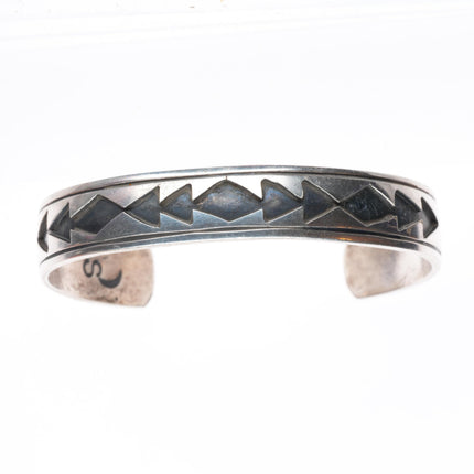 6" Vintage Thomas Singer Navajo sterling silver stacker cuff bracelet