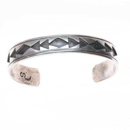 6" Vintage Thomas Singer Navajo sterling silver stacker cuff bracelet