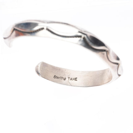 6.5" Tahe Navajo stamped sterling silver carinated cuff bracelet