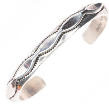 6.5" Tahe Navajo stamped sterling silver carinated cuff bracelet