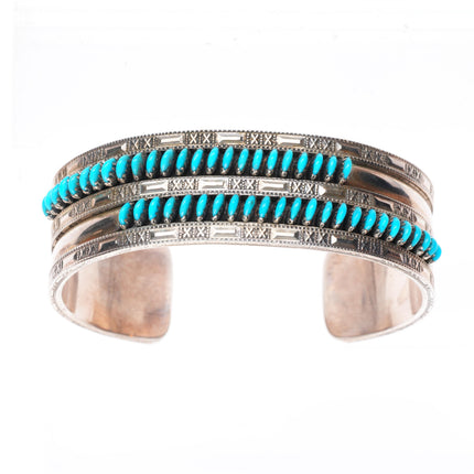 6.1" Octavius & Irma Seowtewa Zuni sterling silver turquoise cuff bracelet
