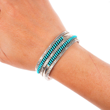 6.1" Octavius & Irma Seowtewa Zuni sterling silver turquoise cuff bracelet