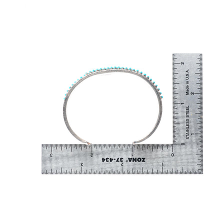 6.1" Octavius & Irma Seowtewa Zuni sterling silver turquoise cuff bracelet