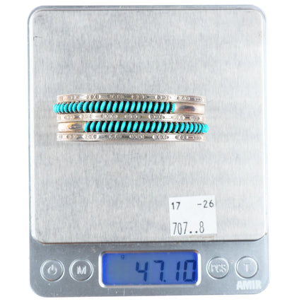 6.1" Octavius & Irma Seowtewa Zuni sterling silver turquoise cuff bracelet