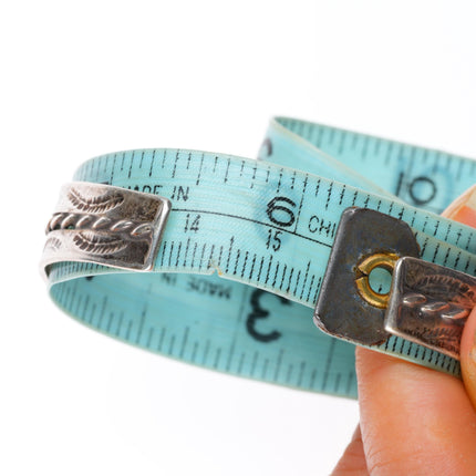 6.2" 1940's vintage Zuni sterling silver 2 row snake eye turquoise cuff bracelet