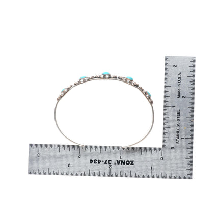 6.25" 40's-50's vintage Fred Harvey sterling silver turquoise cuff bracelet