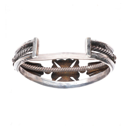 6.4" 30's-40's vintage Navajo sterling silver snake eye turquoise cuff bracelet