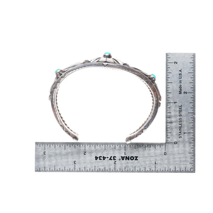 6.4" 30's-40's vintage Navajo sterling silver snake eye turquoise cuff bracelet