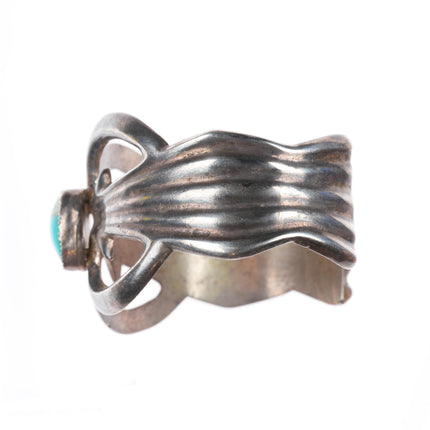 6.5" Vintage Navajo high grade turquoise sterling silver cast cuff bracelet