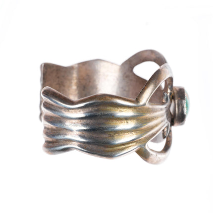 6.5" Vintage Navajo high grade turquoise sterling silver cast cuff bracelet
