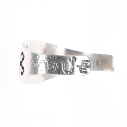 6.6" 1940's Fred Harvey Era Navajo sterling silver turquoise snakes/arrows cuff bracelet