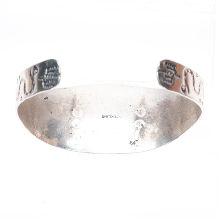6.6" 1940's Fred Harvey Era Navajo sterling silver turquoise snakes/arrows cuff bracelet