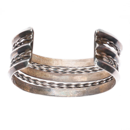 6.5" Vintage Navajo triple carinated stamped sterling silver cuff bracelet