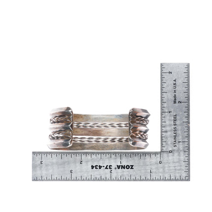 6.5" Vintage Navajo triple carinated stamped sterling silver cuff bracelet