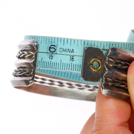 6.5" Vintage Navajo triple carinated stamped sterling silver cuff bracelet