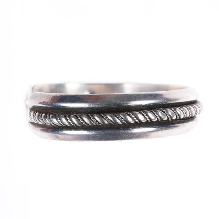 6.4" vintage Mexican southwestern sterling silver twisted rope cuff bracelet