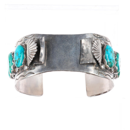 6.9" Vintage Zuni sterling silver high grade turquoise watch cuff bracelet