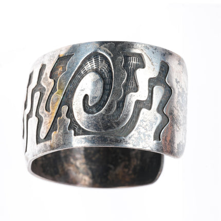 7.25" William Anderson Navajo sterling silver wide band overlay cuff bracelet