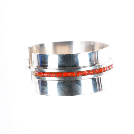 6.6" Alois Wagner Santo Domingo (Kewa) sterling silver coral cuff bracelet