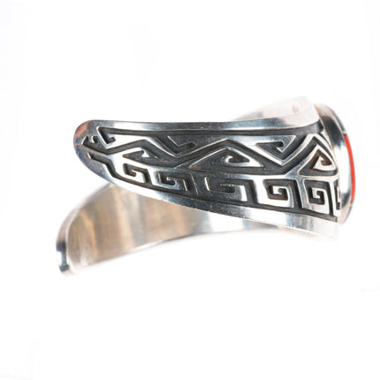 6.5" Vintage Zuni intarsia inlay southwestern sterling silver cuff bracelet