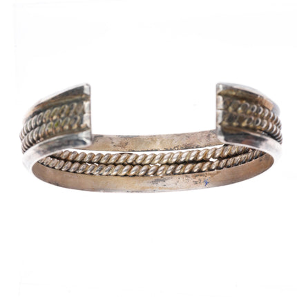 6.4" Vintage Navajo Bisbee Turquoise sterling silver 4 stone cuff bracelet