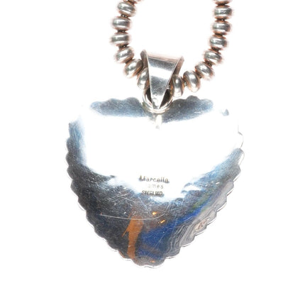 25" Marcella James Navajo sterling silver Denim Lapis beaded pearls necklace