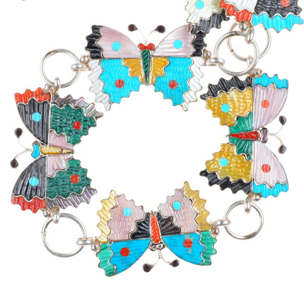 51" Tamara Pinto Zuni sterling silver shell/stone Butterfly link concho belt