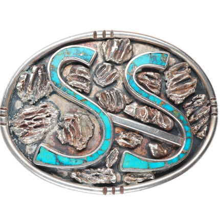 1.75" Alberto Contreras southwestern modernist sterling turquoise belt buckle