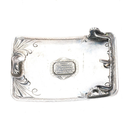 1.5" Clint Orms 14k yellow gold Sterling silver % hand engraved belt buckle