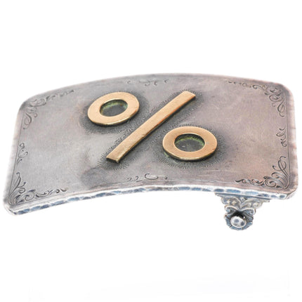 1.5" Clint Orms 14k yellow gold Sterling silver % hand engraved belt buckle