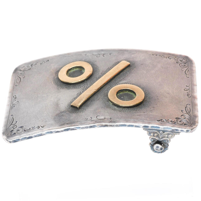 1.5" Clint Orms 14k yellow gold Sterling silver % hand engraved belt buckle