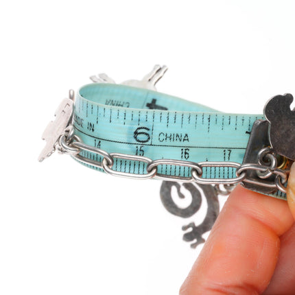 6.8" vintage LE Native American sterling silver animals link charm bracelet