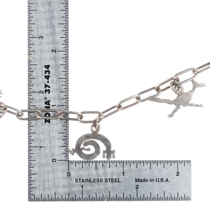 6.8" vintage LE Native American sterling silver animals link charm bracelet