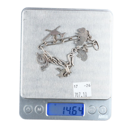 6.8" vintage LE Native American sterling silver animals link charm bracelet