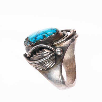 sz11 vintage Navajo sterling silver high grade turquoise size 11 men's ring