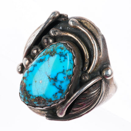 sz11 vintage Navajo sterling silver high grade turquoise size 11 men's ring