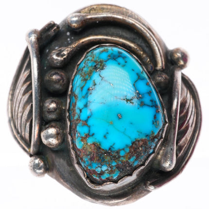 sz11 vintage Navajo sterling silver high grade turquoise size 11 men's ring