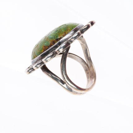 sz7 vintage Navajo Carico Lake lime green Nevada turquoise sterling silver ring