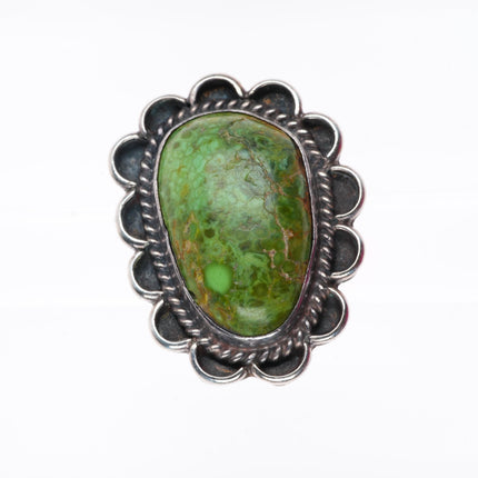 sz7 vintage Navajo Carico Lake lime green Nevada turquoise sterling silver ring