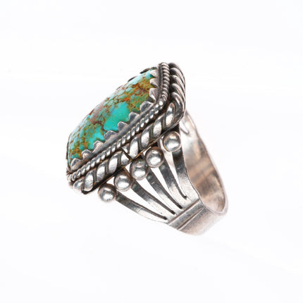 sz8.5 c1930 Navajo red spiderweb turquoise sterling silver size 8.5 ring